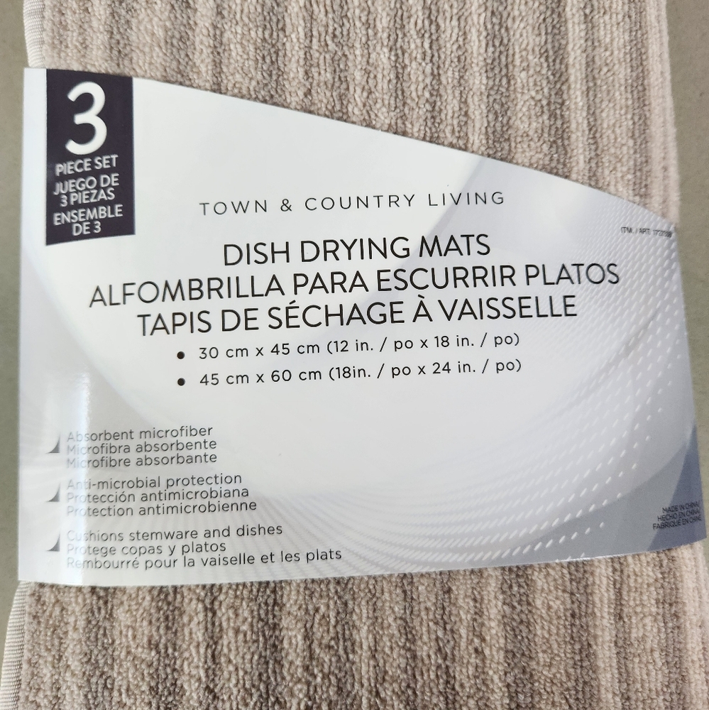 Town & Country Living Dish Drying Mat Set - 3PK **NEW - Picture 8 of 9